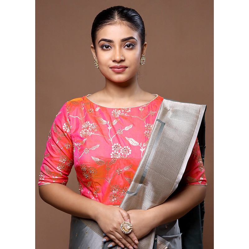 Peach Brocade Designer Blouse - JD986599217
