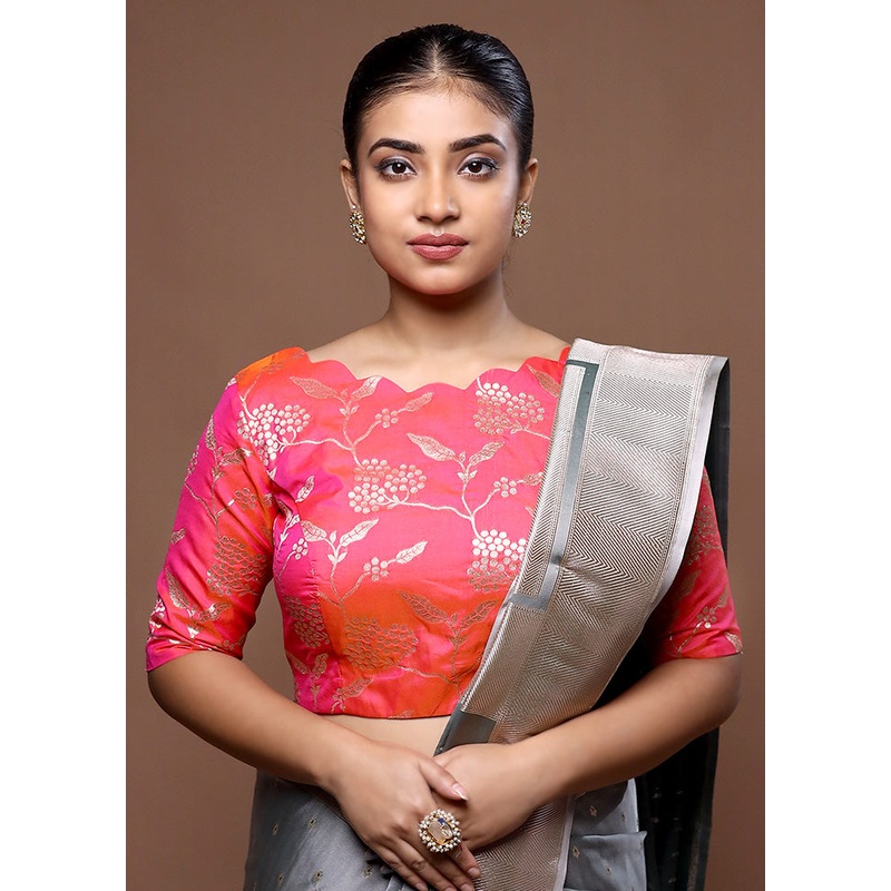 Peach Brocade Designer Blouse - JD986599218