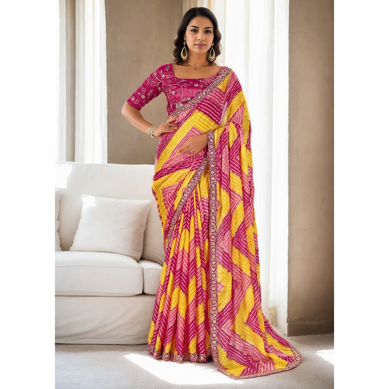 Pink Spun Silk Saree With Blouse Piece - JD986599094