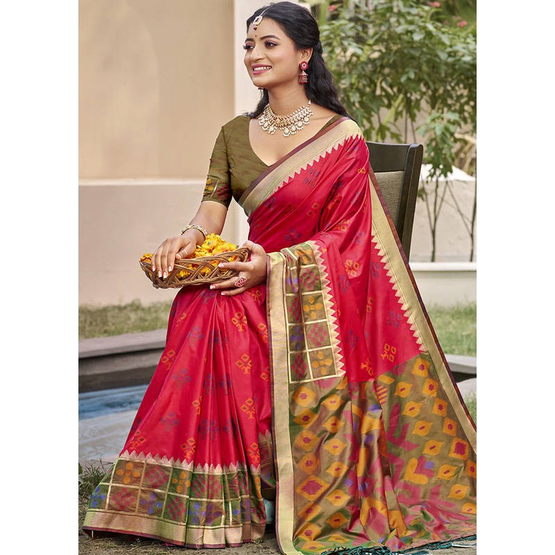 Pink Spun Silk Saree With Blouse Piece - JD986599148