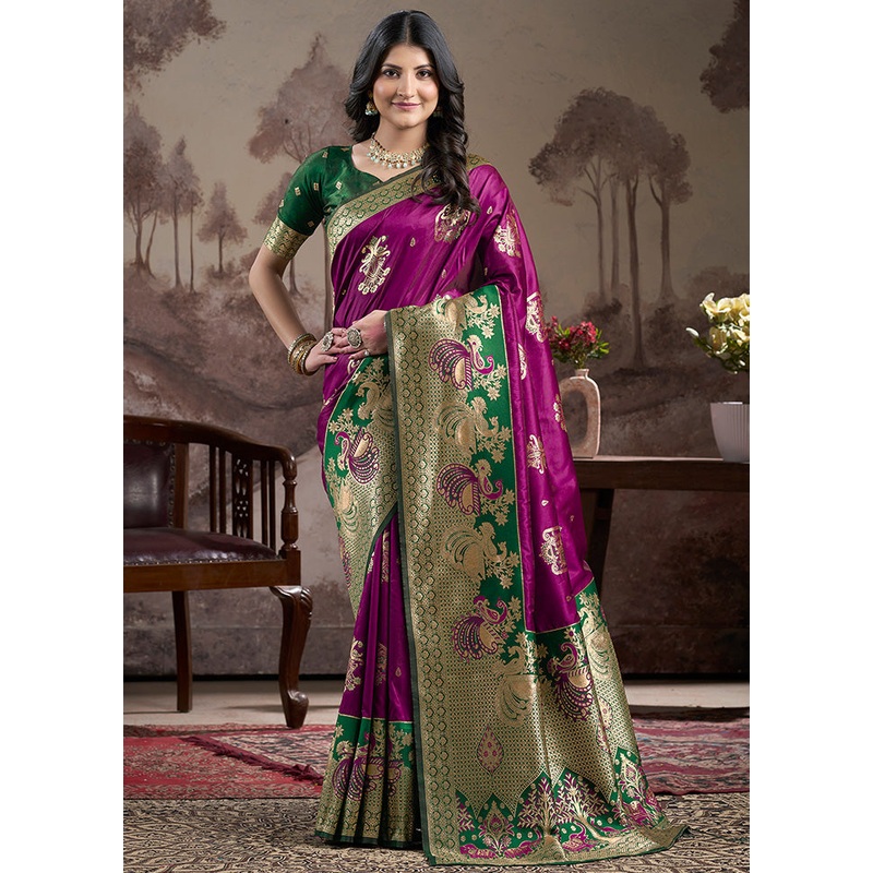 Purple Spun Silk Saree With Blouse Piece - JD986599087