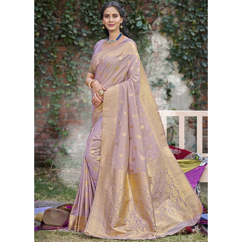 Purple Spun Silk Saree With Blouse Piece - JD986599141