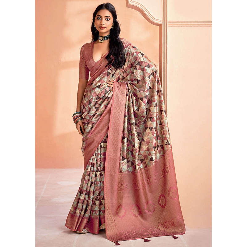 Rust Organza Saree With Blouse Piece - JD986599081