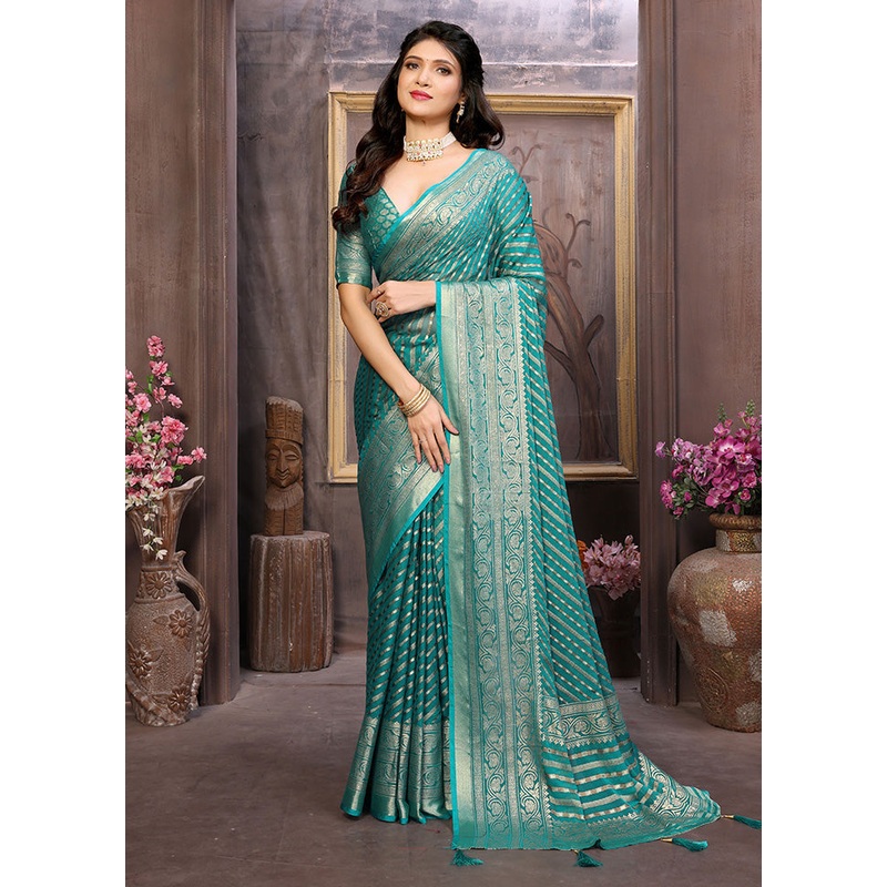 Sea Green Spun Silk Saree With Blouse Piece - JD986599076