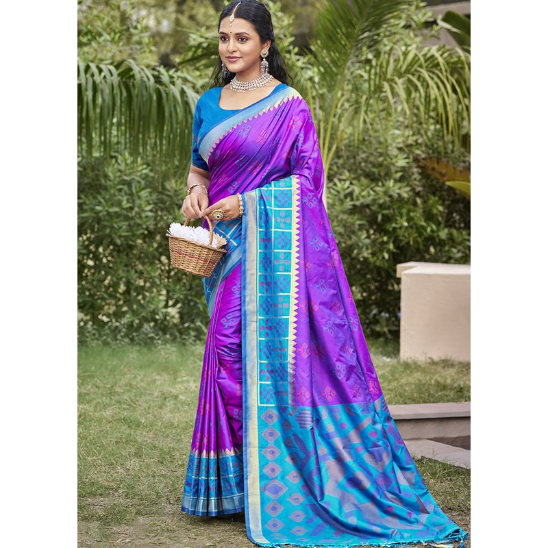 Violet Spun Silk Saree With Blouse Piece - JD986599124