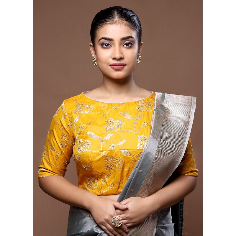 Yellow Brocade Designer Blouse - JD986599204
