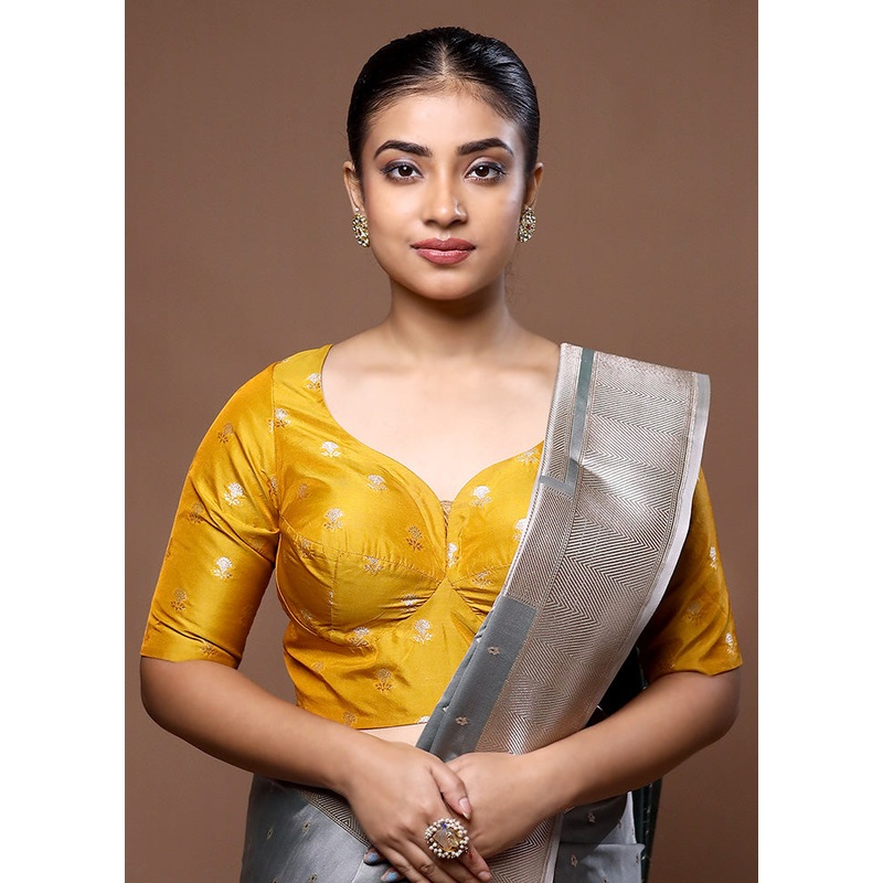 Yellow Brocade Designer Blouse - JD986599205