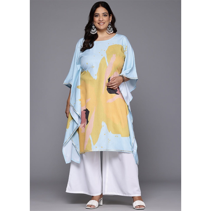 2 Pc Blue Readymade Silk Kurti Set - JD986598859