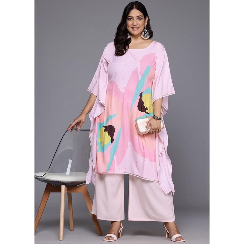 2 Pc Pink Readymade Silk Kurti Set - JD986598838