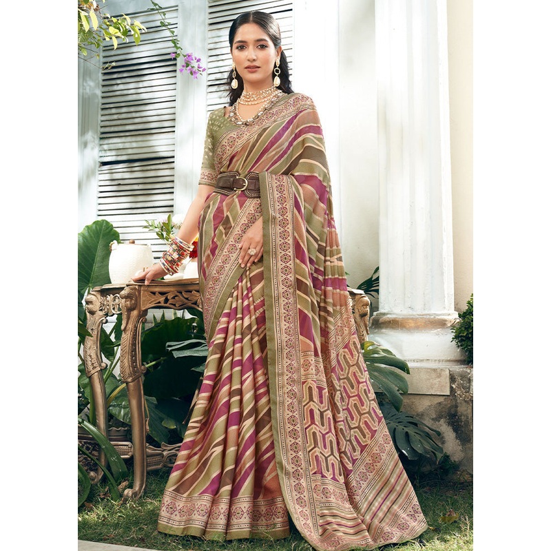 Beige Georgette Saree With Blouse Piece - JD986599006