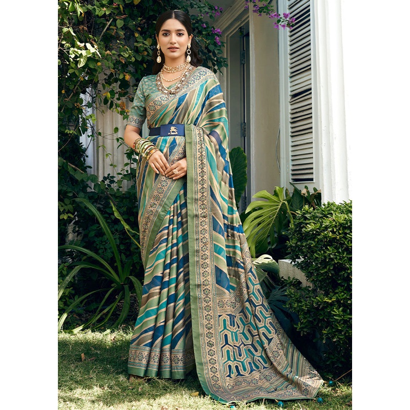 Blue Georgette Saree With Blouse Piece - JD986599005