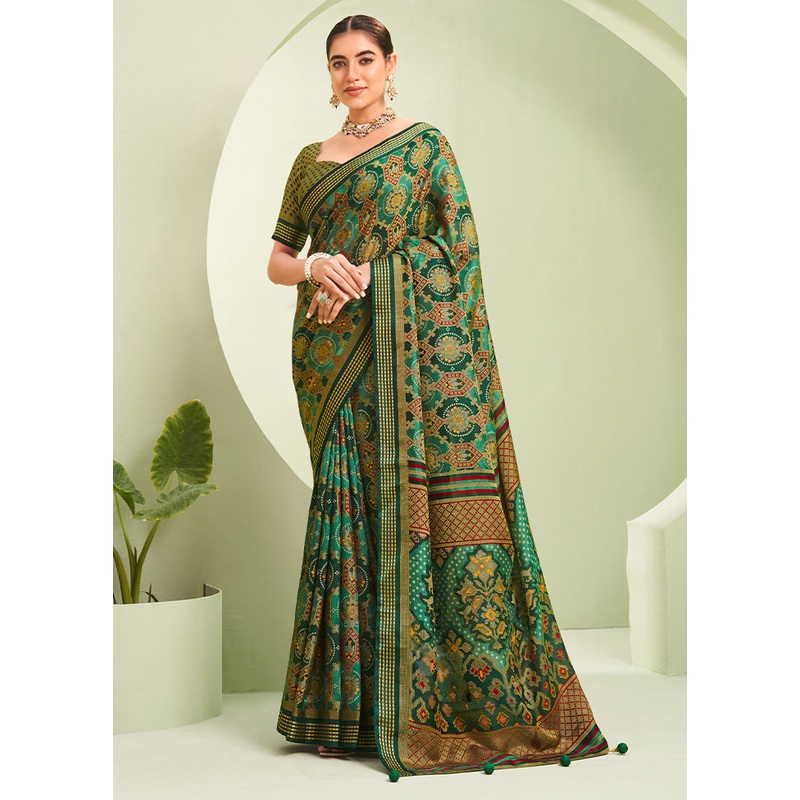 Green Georgette Saree With Blouse Piece - JD986599002