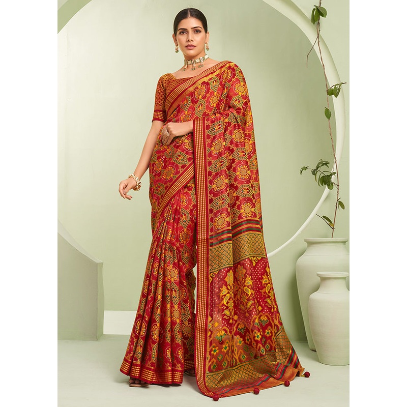 Maroon Georgette Saree With Blouse Piece - JD986598998