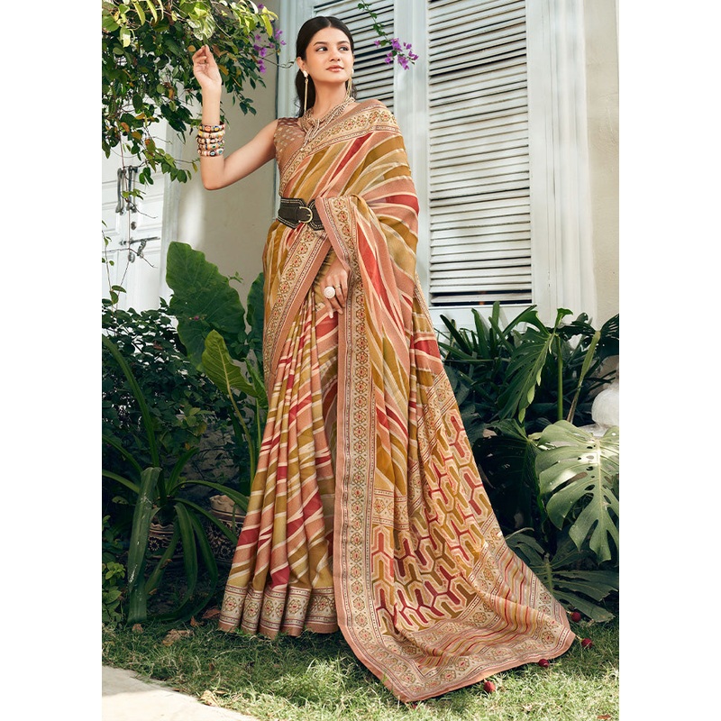 Peach Georgette Saree With Blouse Piece - JD986598996