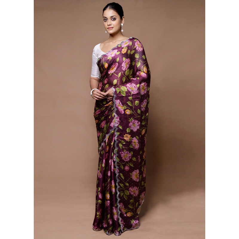 Pink Chiffon Silk Saree With Blouse Piece - JD986598891