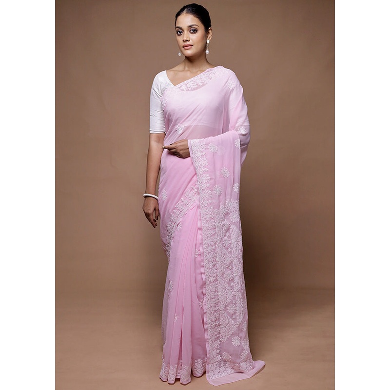 Purple Pure Cotton Saree With Blouse Piece - JD986598880
