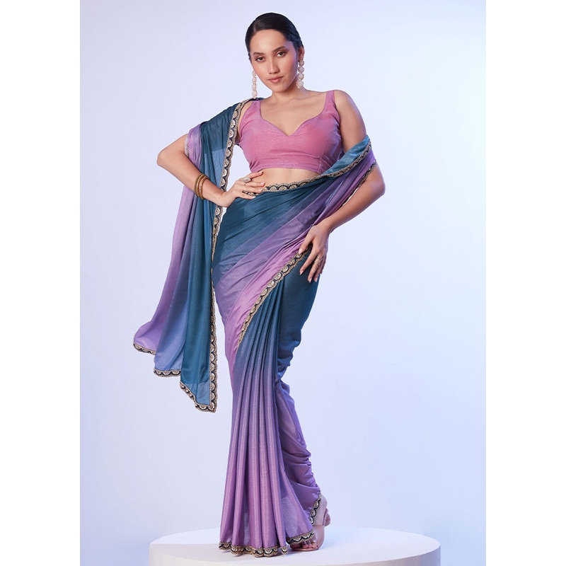 Teal Blue Spun Silk Saree With Blouse Piece - JD986599024