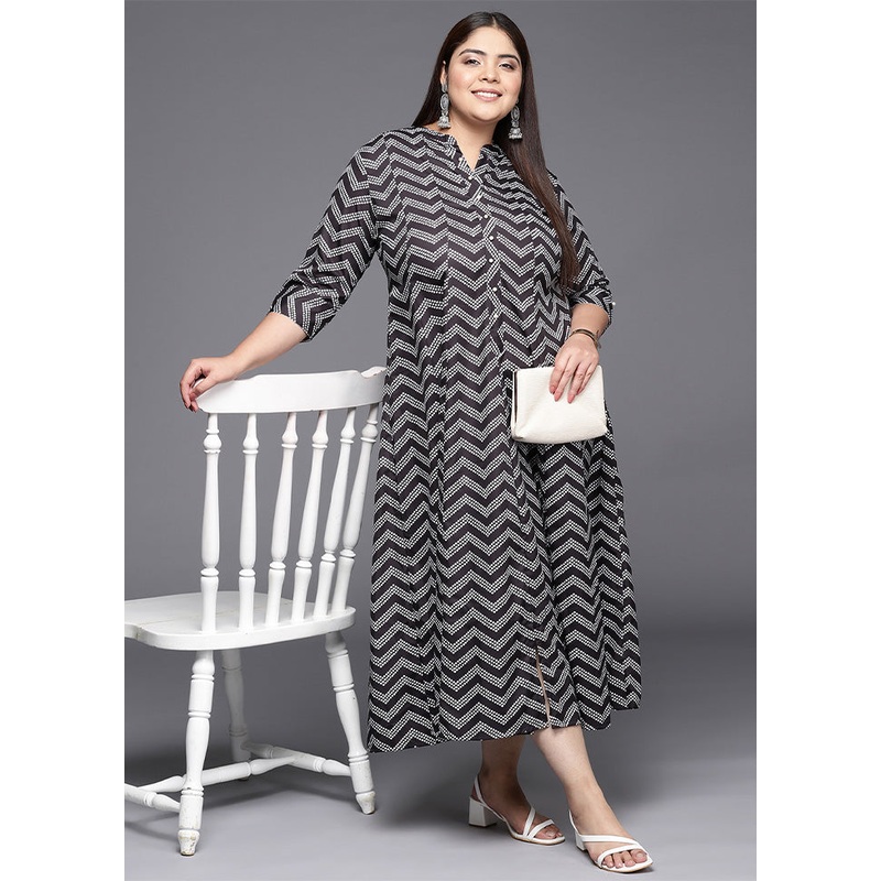 Black Readymade Silk Indian Dress - JD986598814