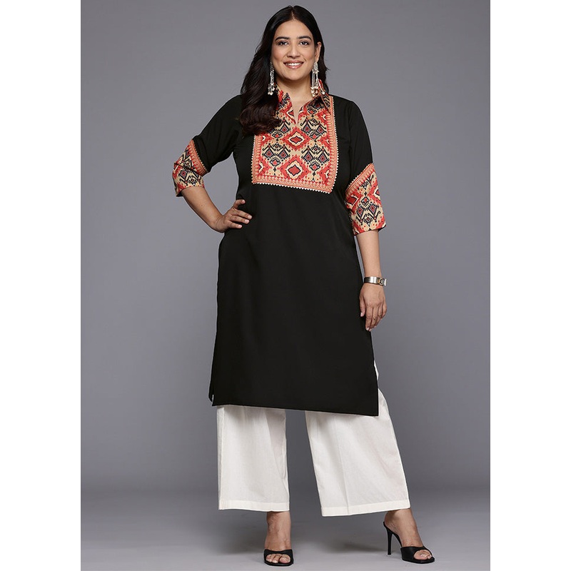 Black Readymade Silk Kurti - JD986598810