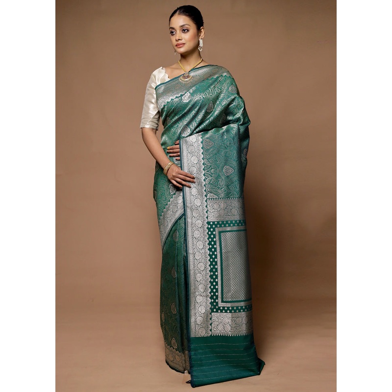 Green Uppada Silk Saree With Blouse Piece - JD986598707