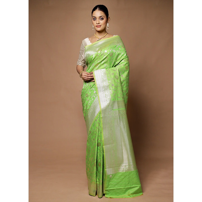 Green Uppada Silk Saree With Blouse Piece - JD986598708