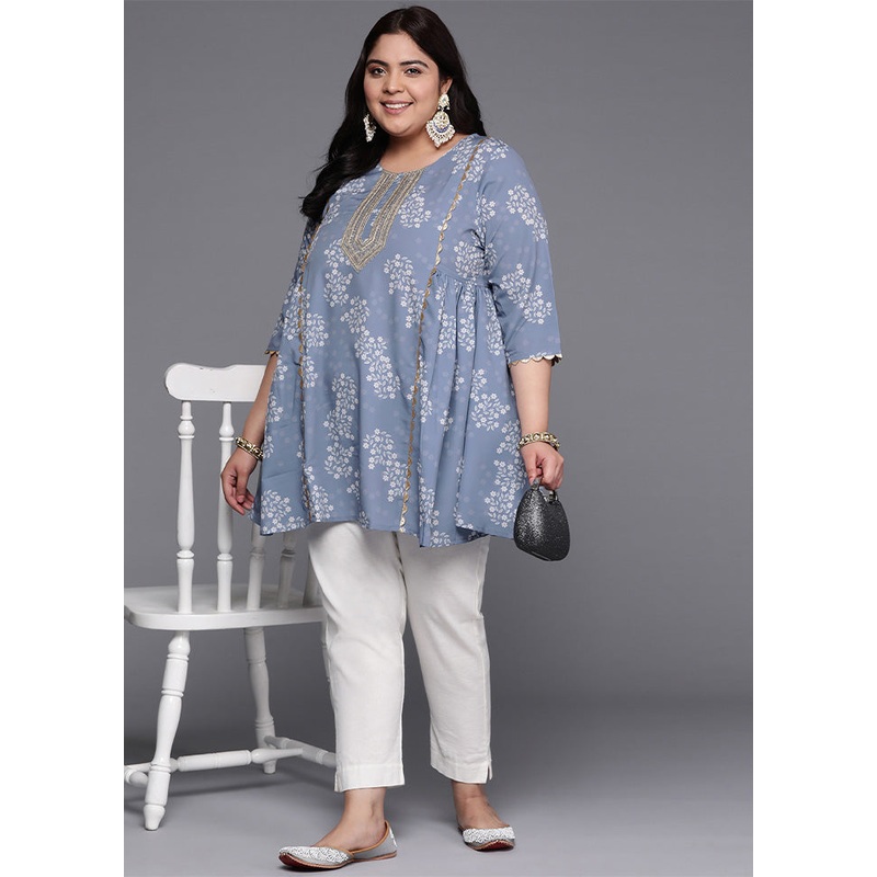 Grey Readymade Silk Kurti - JD986598783
