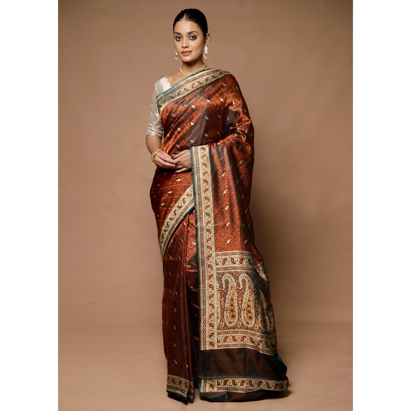 Multicolor Handloom Tanchoi Pure Silk Saree With Blouse Piece - JD986598695