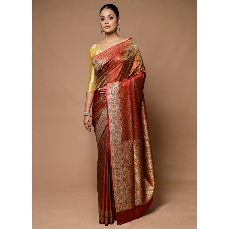 Multicolor Handloom Tanchoi Pure Silk Saree With Blouse Piece - JD986598696