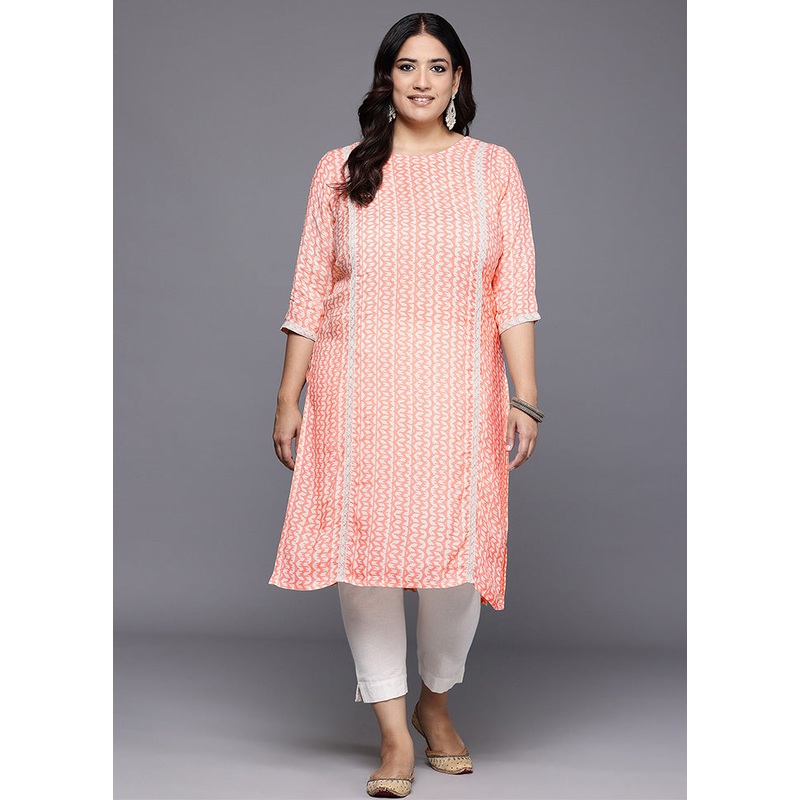 Off White Readymade Silk Kurti - JD986598767