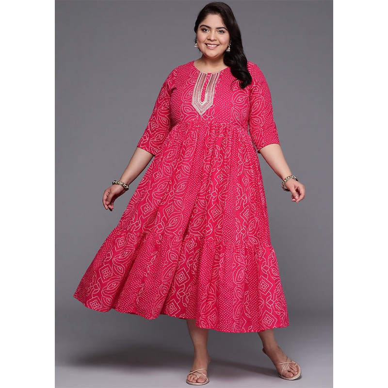 Pink Readymade Cotton Indian Dress - JD986598763