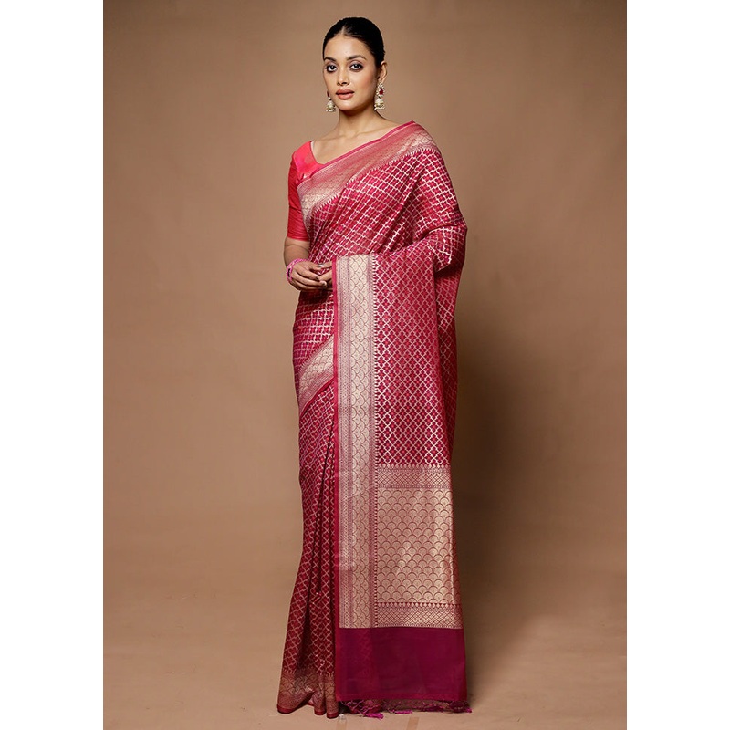 Purple Kora Silk Saree With Blouse Piece - JD986598668