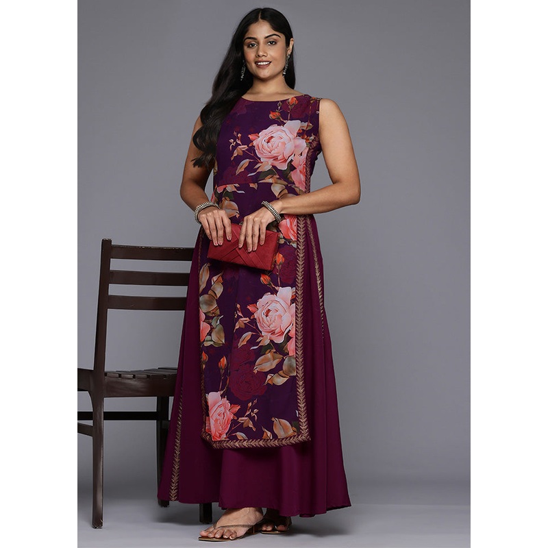 Purple Readymade Georgette Indian Dress - JD986598757
