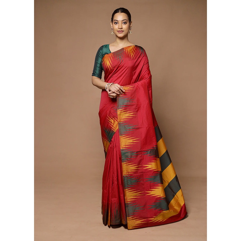 Red Kanjivaram Silk Saree With Blouse Piece - JD986598565
