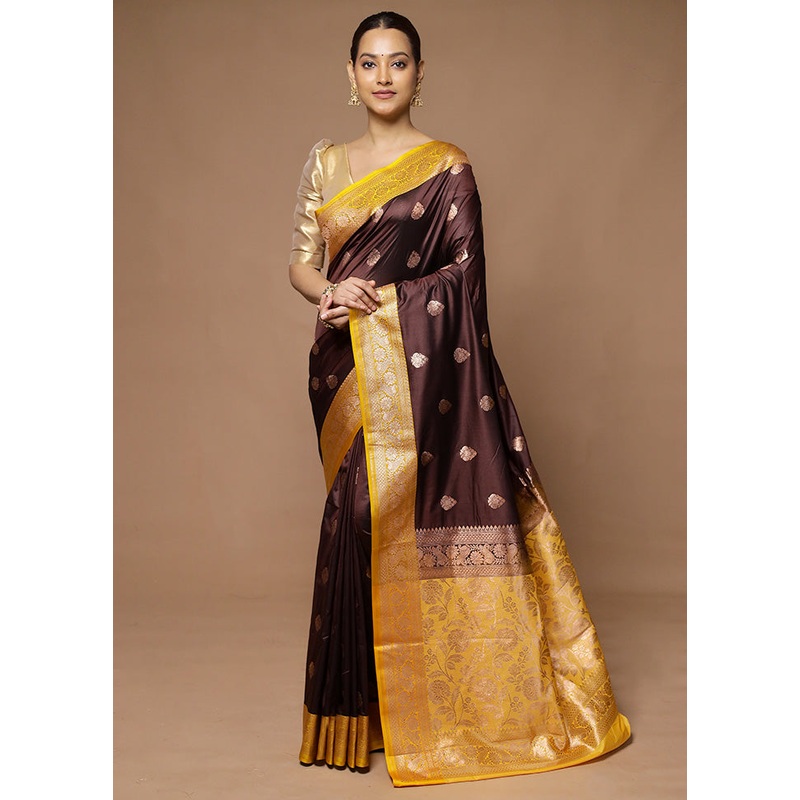 Wine Katan Silk Saree With Blouse Piece - JD986598560
